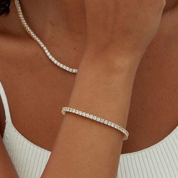 Jewelry - 14K Gold Plated 3mm CZ Classic Dainty Tennis Bracelet 7 inch Brand new!